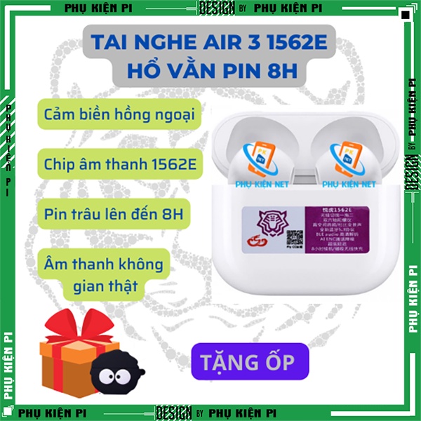 Tai Nghe Bluetooth TWS 3 Hổ Vằn 1562E ENC - Bản Best Năm 2022 | Âm Thanh Không Gian | Chuyển Nhanh Thiết Bị | Pin Trâu