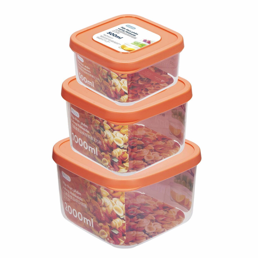 Hộp thực phẩm vuông 500 - 750 -1000 - 1500 - 2000 - 2500ml
