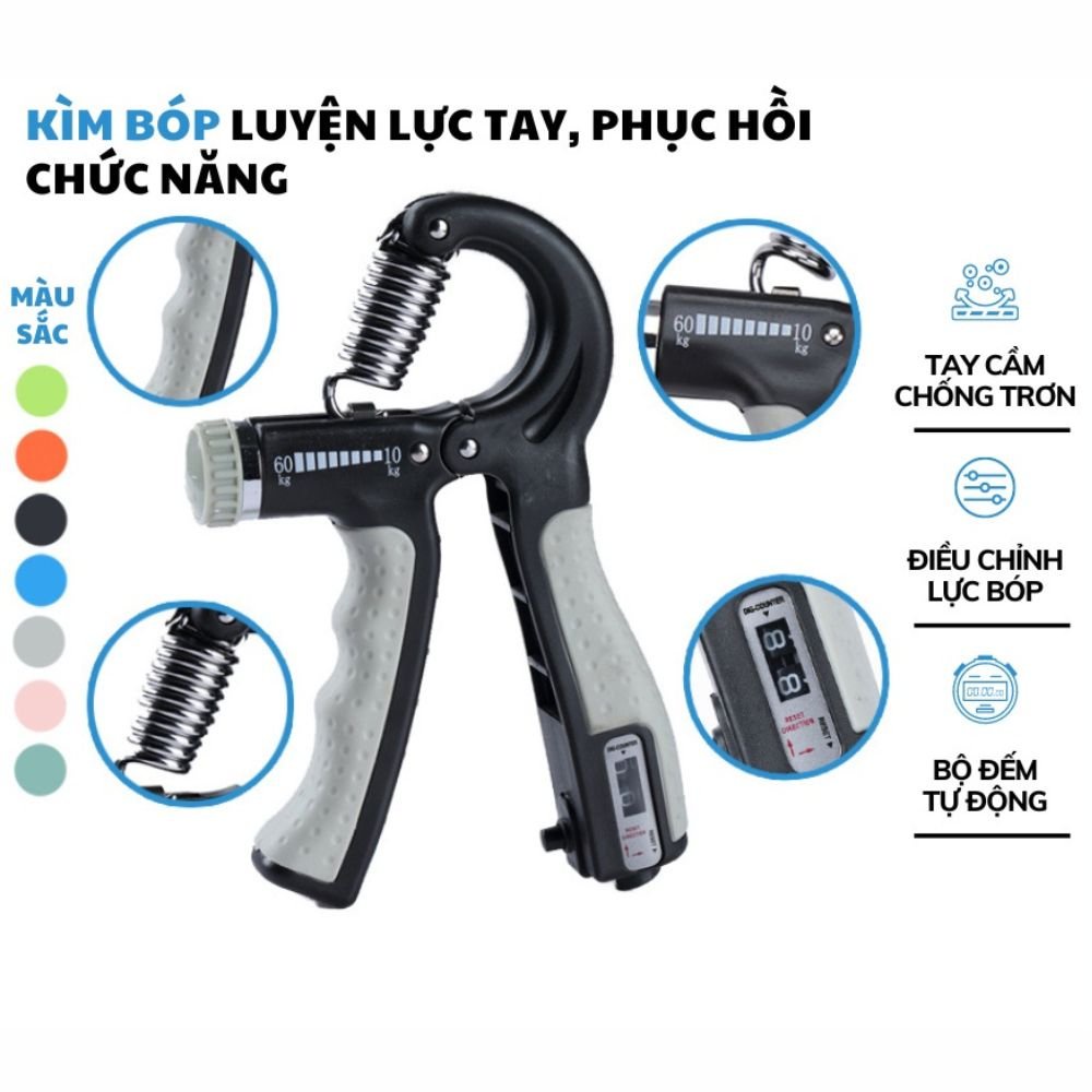 Kìm Bóp Tập Cơ Tay, Kìm R Xịn 5-60kg Điều Chỉnh Số Tự Động - Kanno Sport