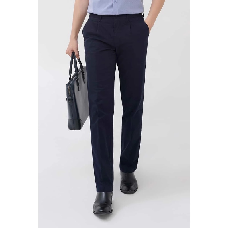 Quần kaki nam dài ống suông có ly Merriman mã THMKP027 màu Navy