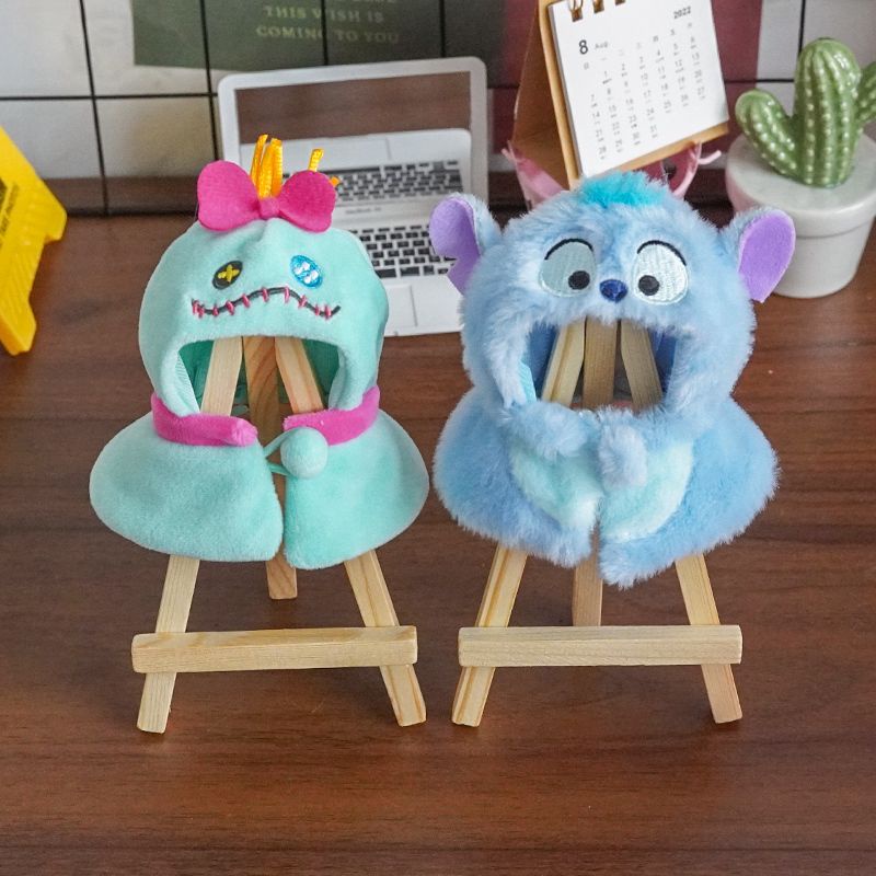 Búp Bê Nhồi Bông Ba Mắt Nhỏ Hình Stitch Mặc Áo Choàng Dễ Thương Thay Thế 10CM