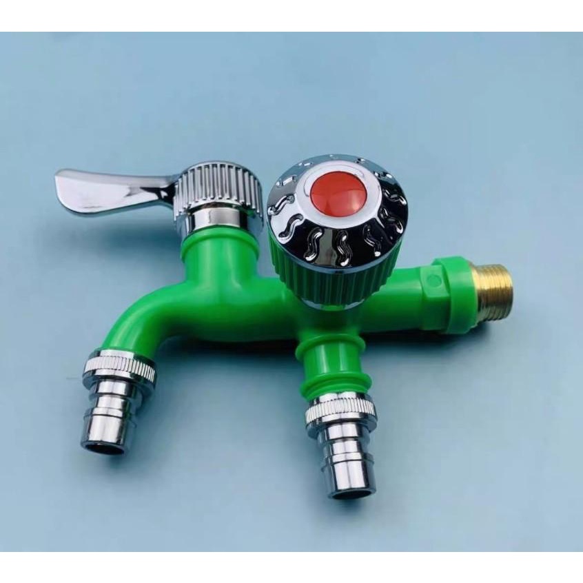 Vòi Nước Đôi Chia 2 Đầu Van Cổng Xả Độc Lập Thông Minh