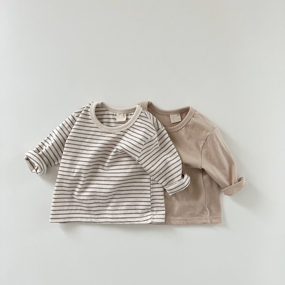 Áo Thun Tay Dài Họa Tiết Kẻ Sọc Màu Sắc Tinh Khiết Dành Cho Bé 0-2 Tuổi
