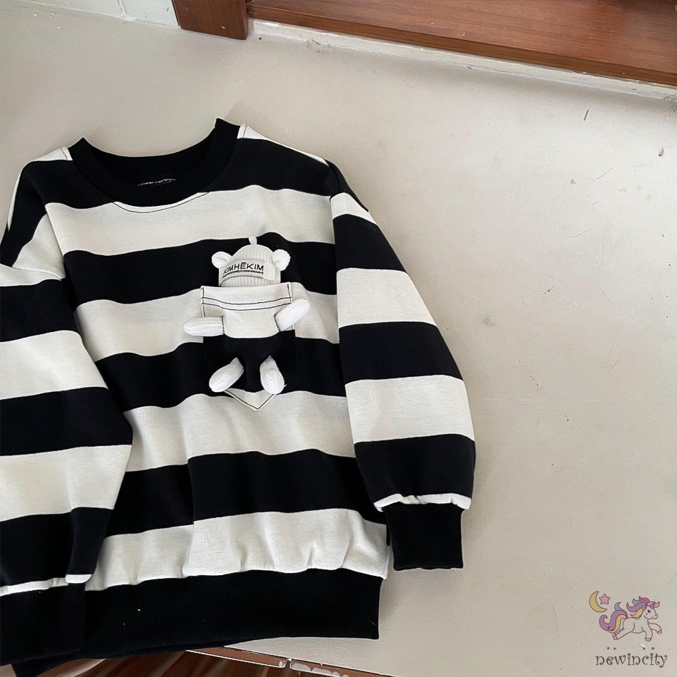 Áo Nỉ Chui Đầu In Hình Búp Bê Hoạt Hình Phong Cách Hàn Quốc Cho Bé Gái