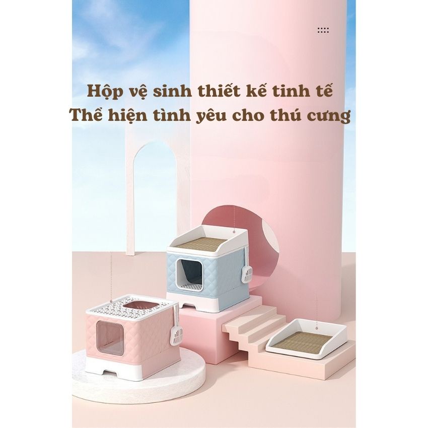 Nhà Vệ Sinh Di Động Cho Mèo Gấp Gọn Được, Bồn Vệ Sinh Cho Mèo Có Ngăn Kéo Kèm Xẻng