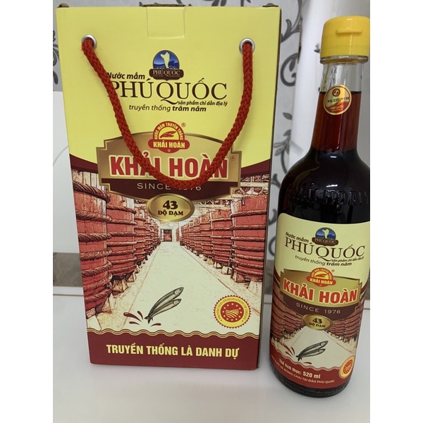 Nước mắm Phú Quốc Khải Hoàn 43 độ 520ml.Hộp 2 chai