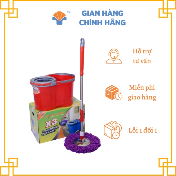 Bộ Thùng Lau Nhà Maxx Easy Mop X3 mâm inox xoay 360 độ