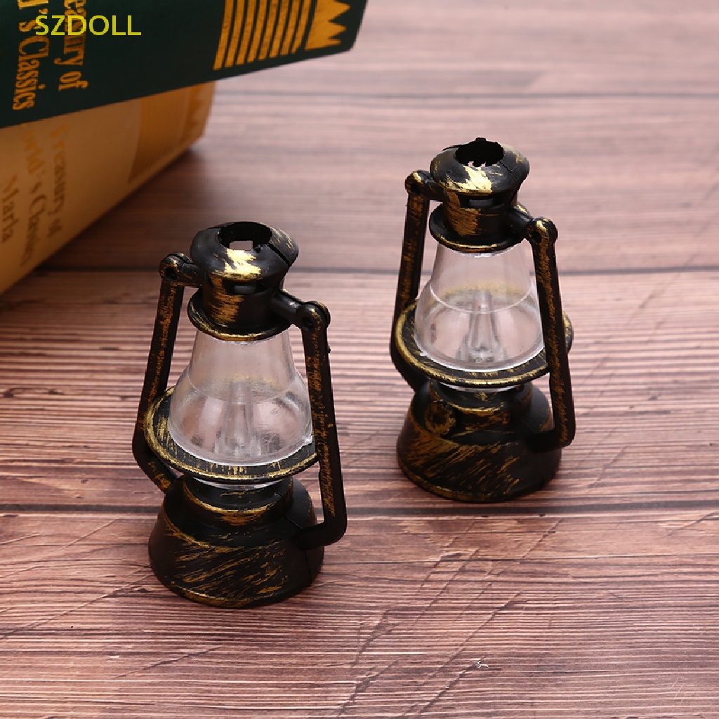 Đèn Dầu Đen Mini Phong Cách Retro Trang Trí Nhà Búp Bê Tỉ Lệ 1: 12