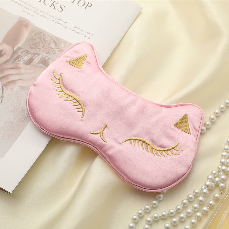 Mặt Nạ Che Mắt Mèo Giả Lụa Băng Hoạt Hình Có Khóa Điều Chỉnh Được