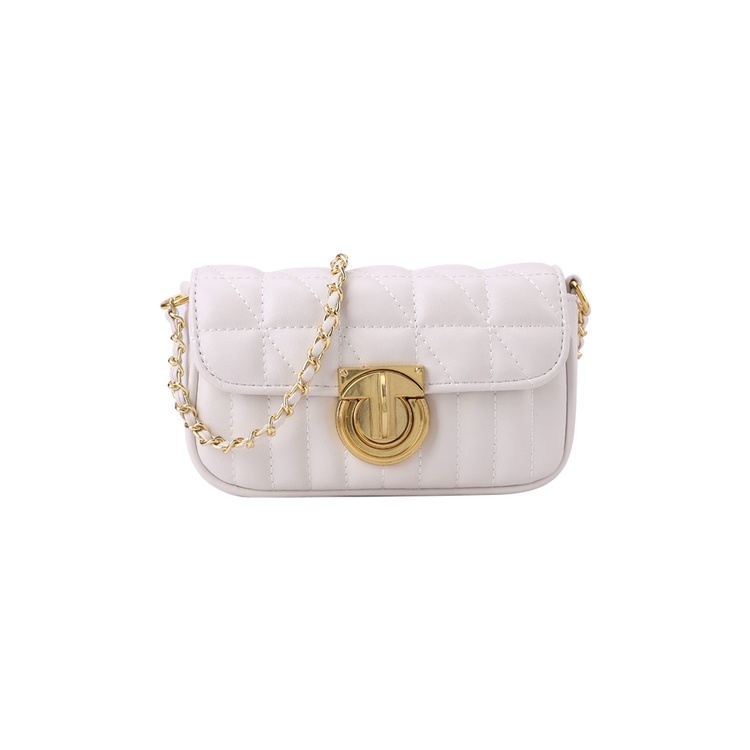 Mischa Túi Đeo Vai Da PU Màu Trơn Phối Dây Xích Thời Trang Cao Cấp