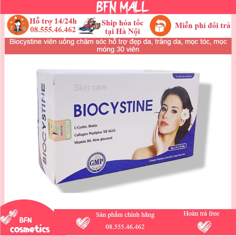 Biocystine viên uống chăm sóc hỗ trợ đẹp da, trắng da, mọc tóc, mọc móng 30 viên