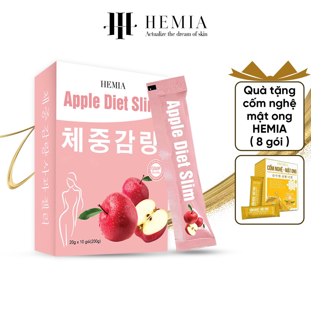 Thạch táo giảm cân Hemia giảm mỡ bụng mỡ đùi hiệu quả chiết suất từ thiên nhiên hộp 10 cái