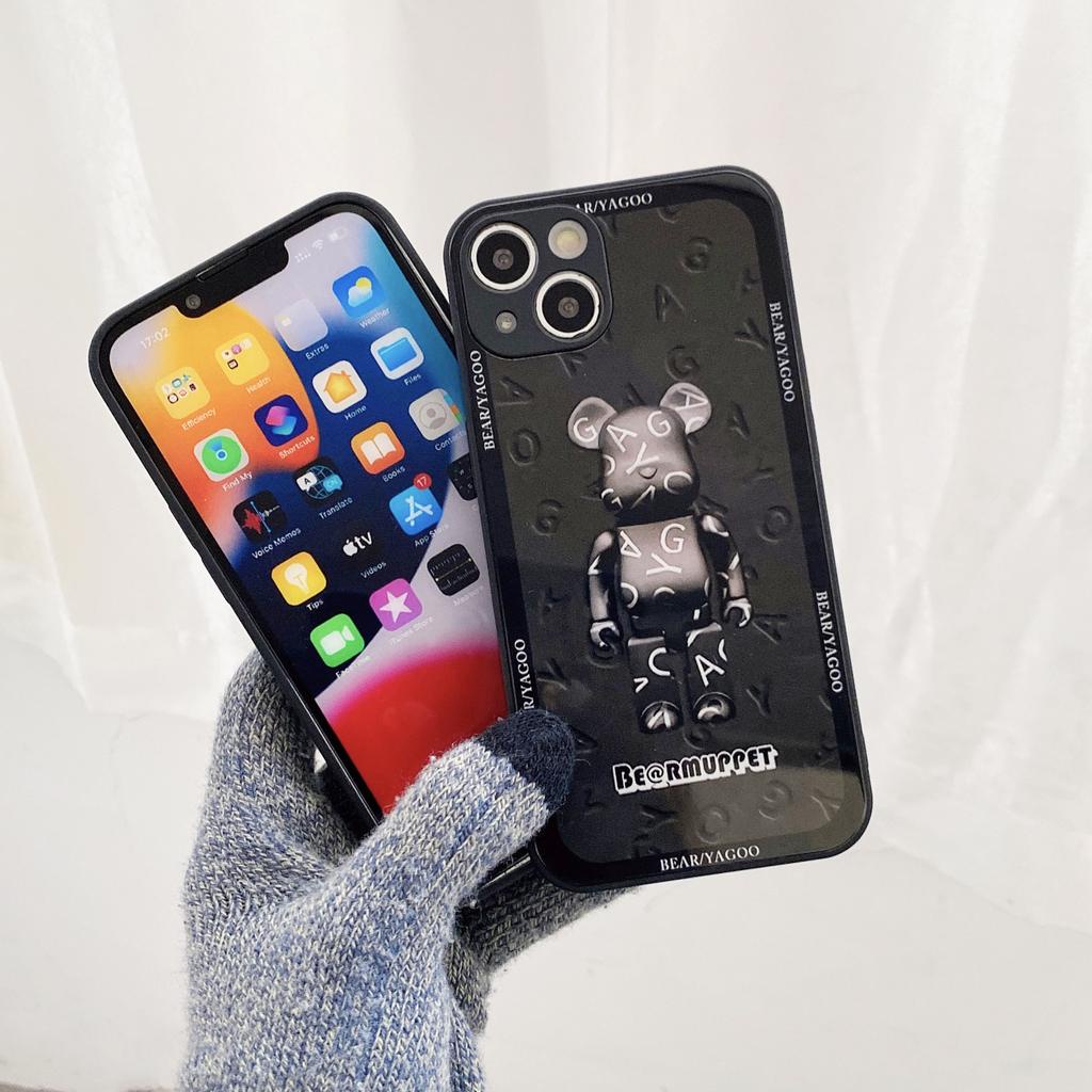 Ốp Điện Thoại Kính Cường Lực In Hình Gấu kaws Cho iPhone 14promax 14 13promax 12 11 X XS XSMAX