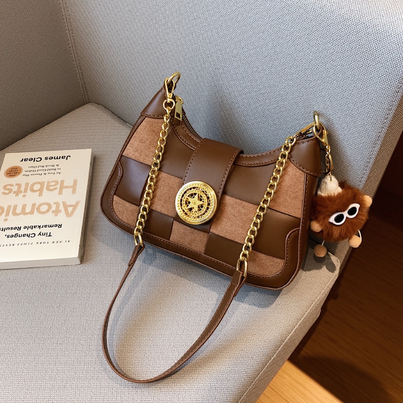 Túi Đeo Chéo Đan Lát Màu Sắc Tương Phản Phong Cách Hàn Quốc Dành Cho Nữ