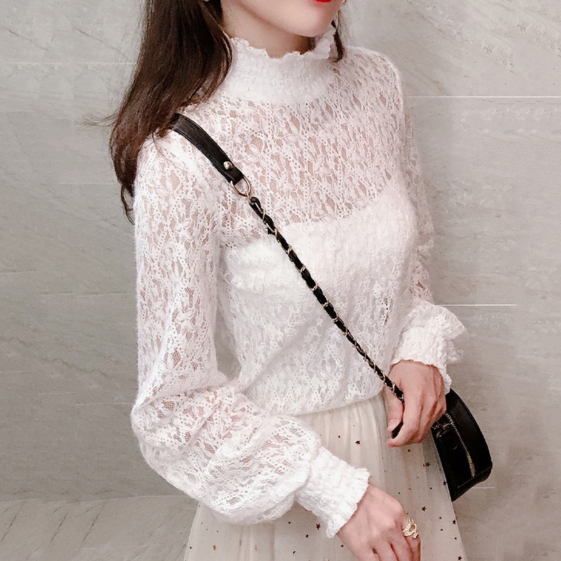 IELGY  Áo Thun Lưới Cổ Cao Thời Trang Dành Cho Nữ