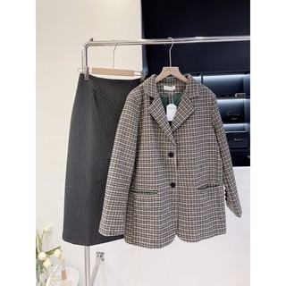 Áo blazer dạ kẻ dáng rộng freesizs AK18