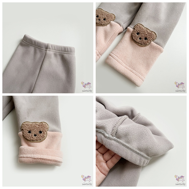 Quần Dài Đệm Nhung Dày Dặn In Họa Tiết Gấu Hoạt Hình Phong Cách Hàn Quốc Thời Trang Mùa Đông Cho Bé Trai