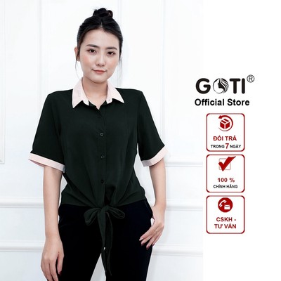 GOTI Áo Sơ Mi Nữ Cột Nơ Tay Lỡ Cao Cấp Vải Lụa Mềm Mịn Nhiều Size Nhiều Màu 3A10