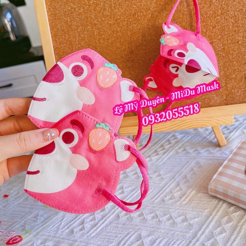 Túi 10 Cái Khẩu Trang 3D Mặt Gấu Lotso Cute Cho Người Lớn Và Trẻ Em