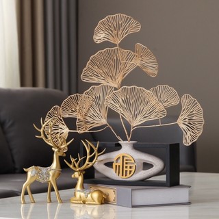 Cành Rẻ quạt màu vàng đồng trang trí Noel, Tết