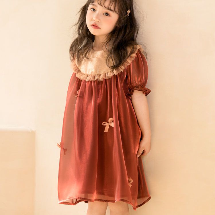 Đầm Công Chúa Tay Phồng Thắt Nơ Phong Cách Mới Cho Bé Gái