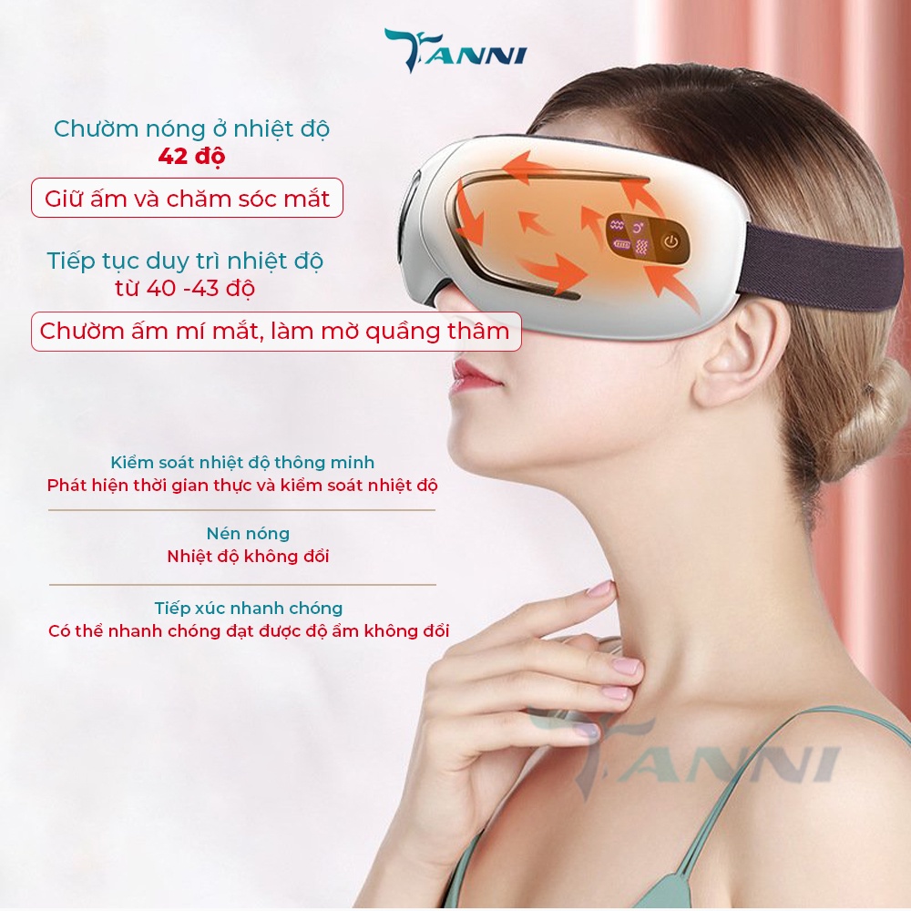 Máy Massage Mắt EYE V3 Cao Cấp, Máy Mát Xa Mắt Thư Giãn Giảm Thâm Mắt 5 Chế Độ Mát Xa Mặt