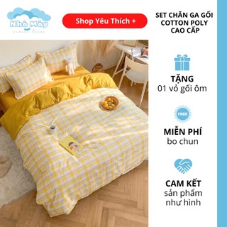 Bộ chăn ga gối cotton poly - set vỏ chăn caro to