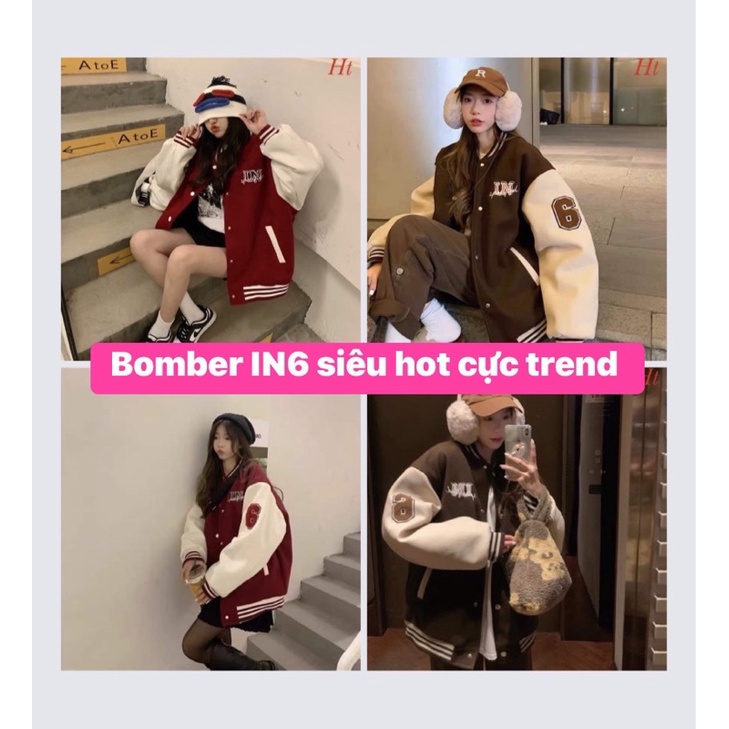 Áo bomber nỉ IN6 đang lsmf mưa làm gió trong giới teen phong cách thể thao HQ 2 màu Đỏ, Nâu