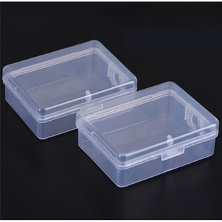 Hộp nhựa chữ nhật trong suốt 6.8 x 5 x 2.4 cm dùng để đựng trang sức, tai nghe, có lỗ gắn móc khóa tiện lợi