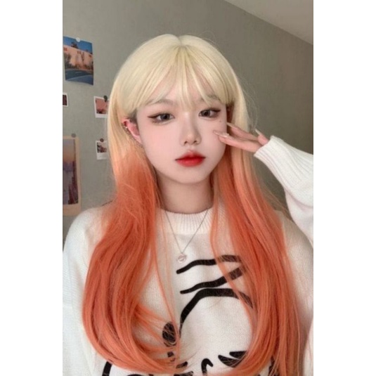 [Sẵn] Wig/Tóc giả teen/lolita/cosplay màu vàng mix cam mã bht034 [Miu Cosplay]