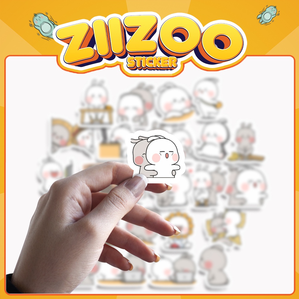 Set 24 Sticker Thỏ Cặp Đôi Cute, hình dán trang trí bình nước, điện thoại, laptop, mũ bảo hiểm, sticker làm quà tặng