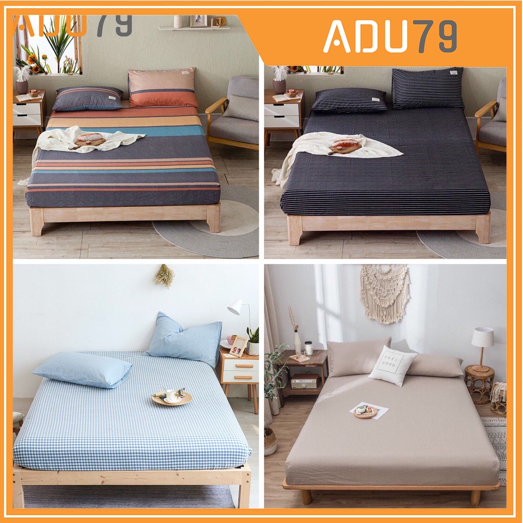 Bộ Ga Giường Và Vỏ Gối Cotton TICI ADU79 Bedding Đủ Kích Thước Trải Nệm 1m4, 1m6, 1m8 Chưa Gồm Chăn