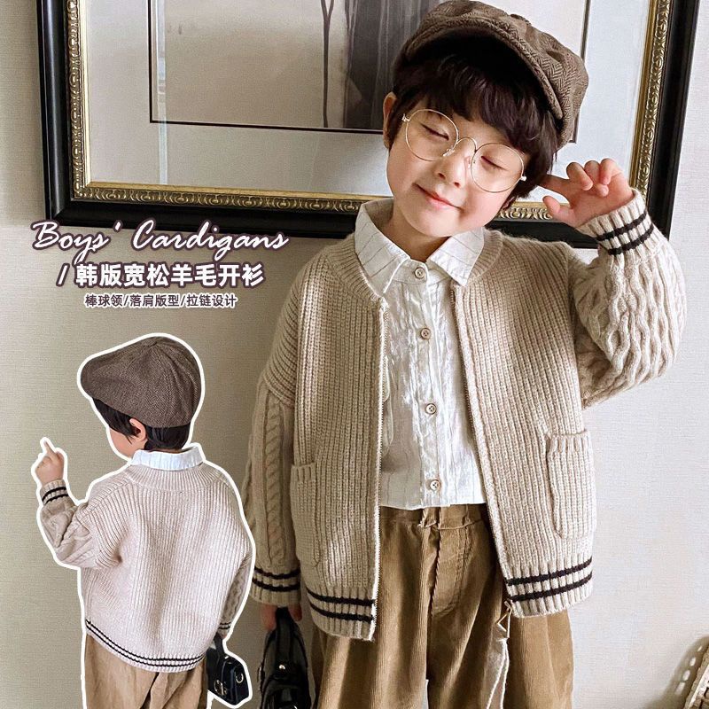Áo Khoác Cardigan Dệt Kim Phong Cách Thời Trang Xuân Thu Mới Cho Bé Trai