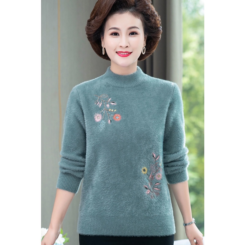Áo Sweater Dày Dặn Giữ Ấm Mùa Thu Đông Cho Phụ Nữ Trung Niên