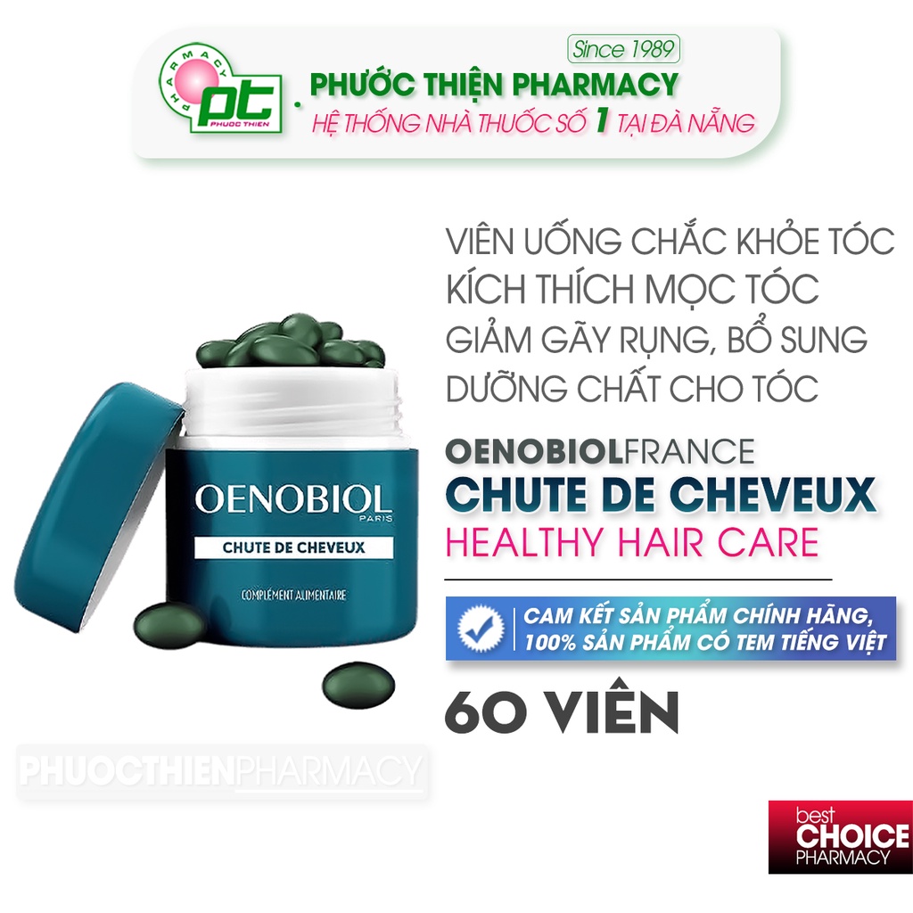 Mua 2 tặng 1- Viên uống kích thích mọc tóc OENOBIOL Chute De Cheveux lọ 60 viên - chắc khỏe tóc giảm gãy rụng tóc