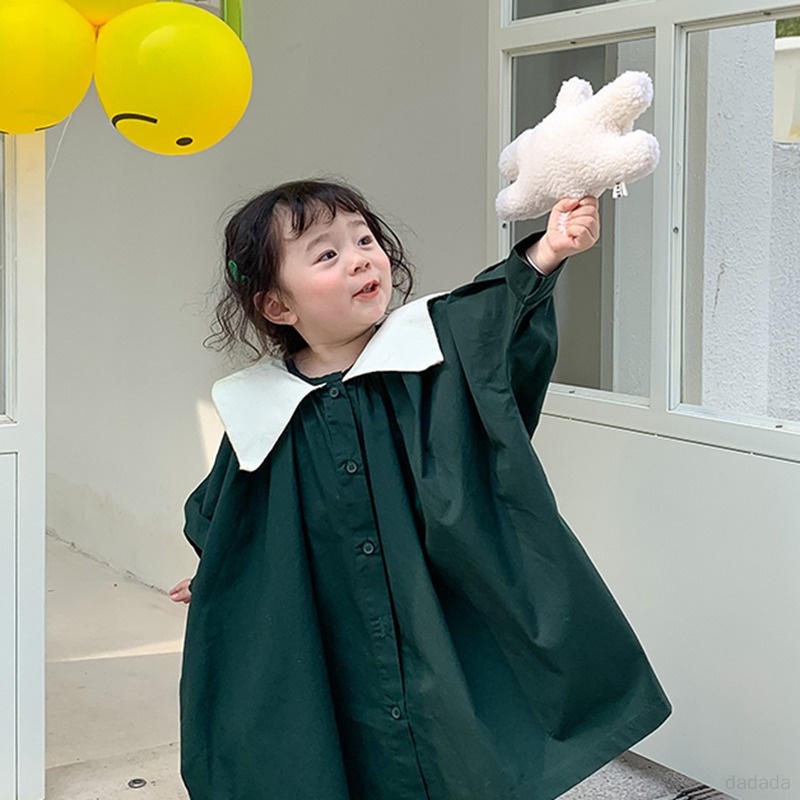 Đầm Tay Phồng Chiết Eo Chất Liệu Thân Thiện Với Da Thoáng Khí Thời Trang Xuân Thu Cho Bé Gái Từ 3