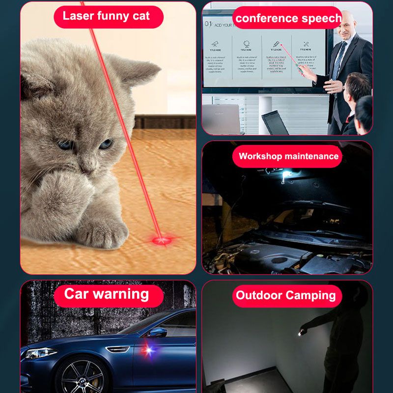 Móc Khóa Đèn Pin Laser Mini IPX6 Chống Nước Có Nam Châm Màu Đỏ