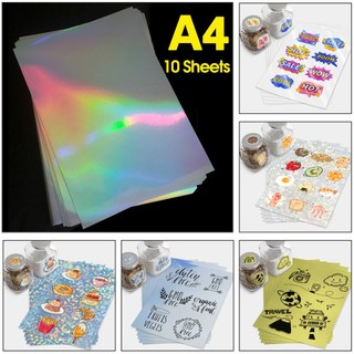 A4 Bộ 10 Tấm Sticker Nhựa PVC Chống Thấm Nước 210Mmx297Mm / 10 Tấm In Họa Tiết Canon Epson HP