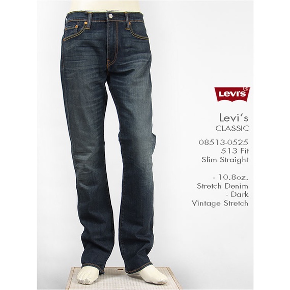 Quần jeans Nam Levi's 513 Slim Straight W34L32 Hàng Hiệu