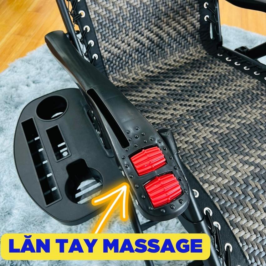 Ghế Tựa Lưng, Ghế Xếp Thư Giãn SUMIKA SK636A Lưới Vân Mây Đan Truyền Thống + Lăn Tay Massage, Tải Trọng 300kg