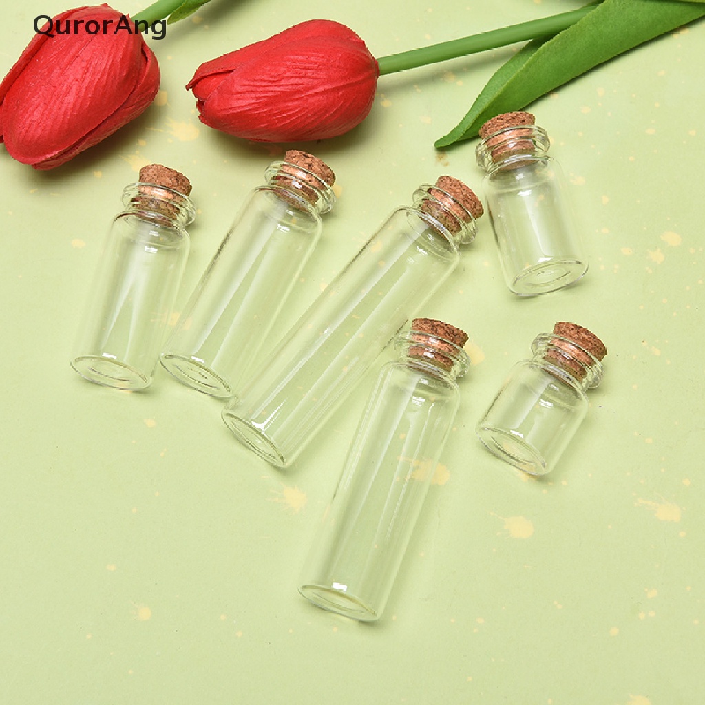 Set 10 Chai Thủy Tinh Mini Có Nút Bần Dùng Trang Trí Tiệc Cưới