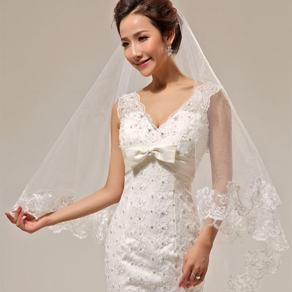 VANES1 Mạng Che Mặt Chụp Ảnh Cô Dâu Ngắn Gạc Hoa Ngắn Tối Giản Ngọt Ngào