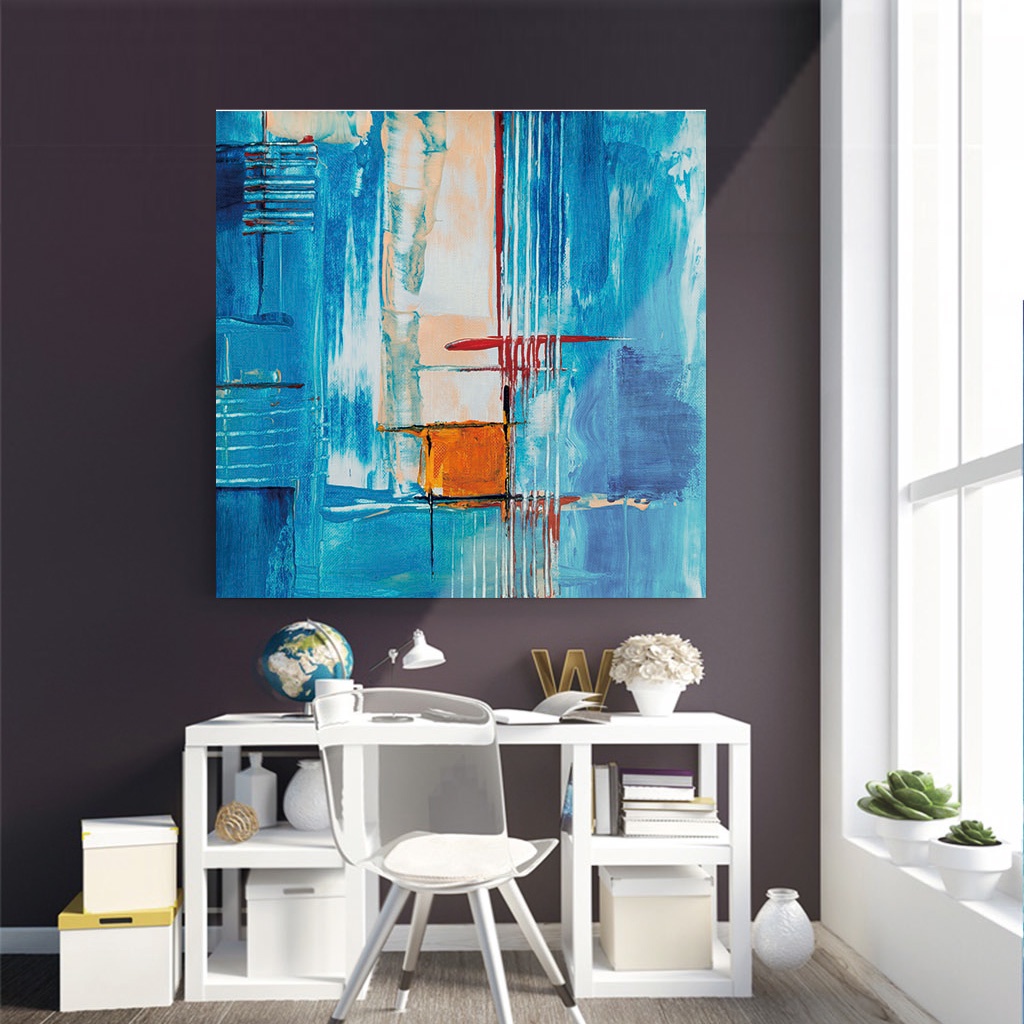Tranh canvas treo tường nghệ thuật trừu tượng sắc màu 90 x 90 cm
