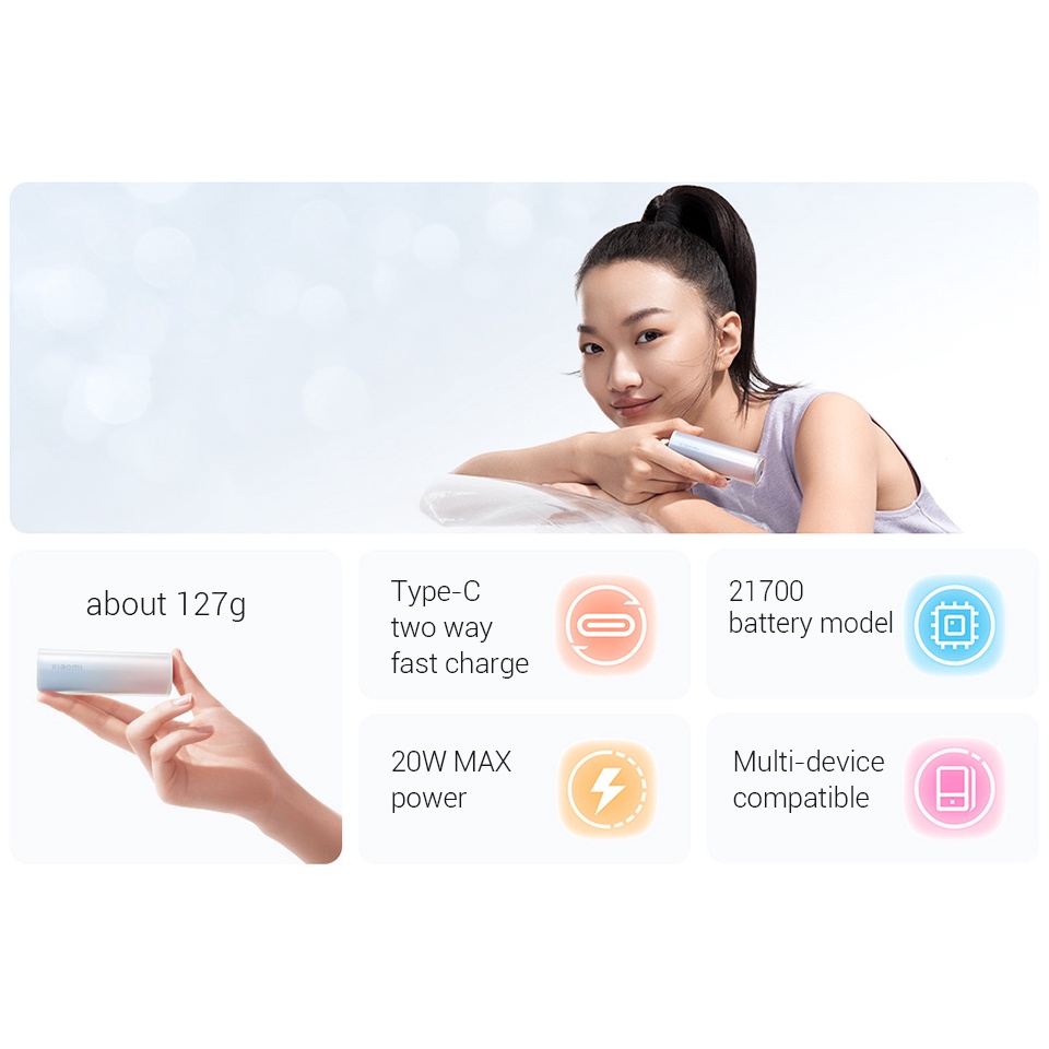 Pin Sạc Dự Phòng Xiaomi MINI 5000mAh 20W MAX P07ZM Mi Powerbank 5000 Chất Lượng Cao