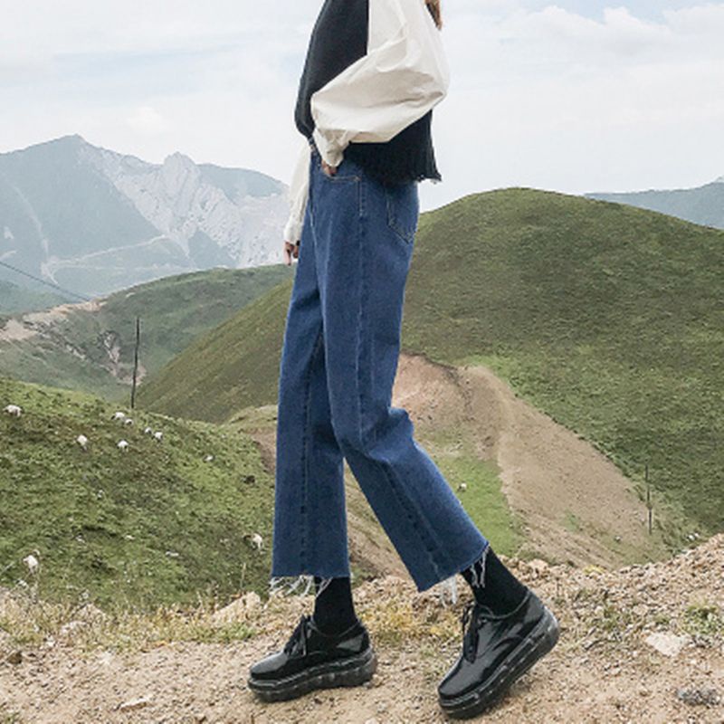 Quần jean SUXI ống rộng lưng cao tôn dáng dễ phối đồ phong cách Hàn Quốc thời trang cho nữ