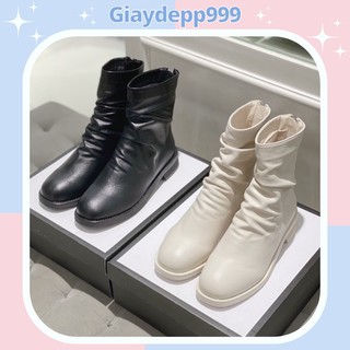 Giày boot nữ nhăn da mềm chất liệu cao cấp lót lông trong siêu êm siêu ấm