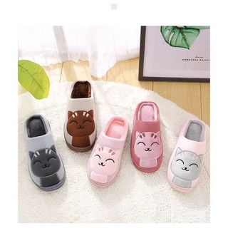 Dép Bông đi trong nhà Unisex Hình Mèo, Đế Cao Su Dẻo, Dép Lông Mịn siêu Kute. SC04