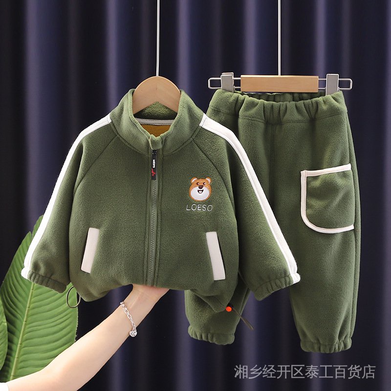 Bộ Đồ Thời Trang Thu Đông 2022 Lót Lông Cừu Họa Tiết Hoạt Hình Cho Bé Trai Az0