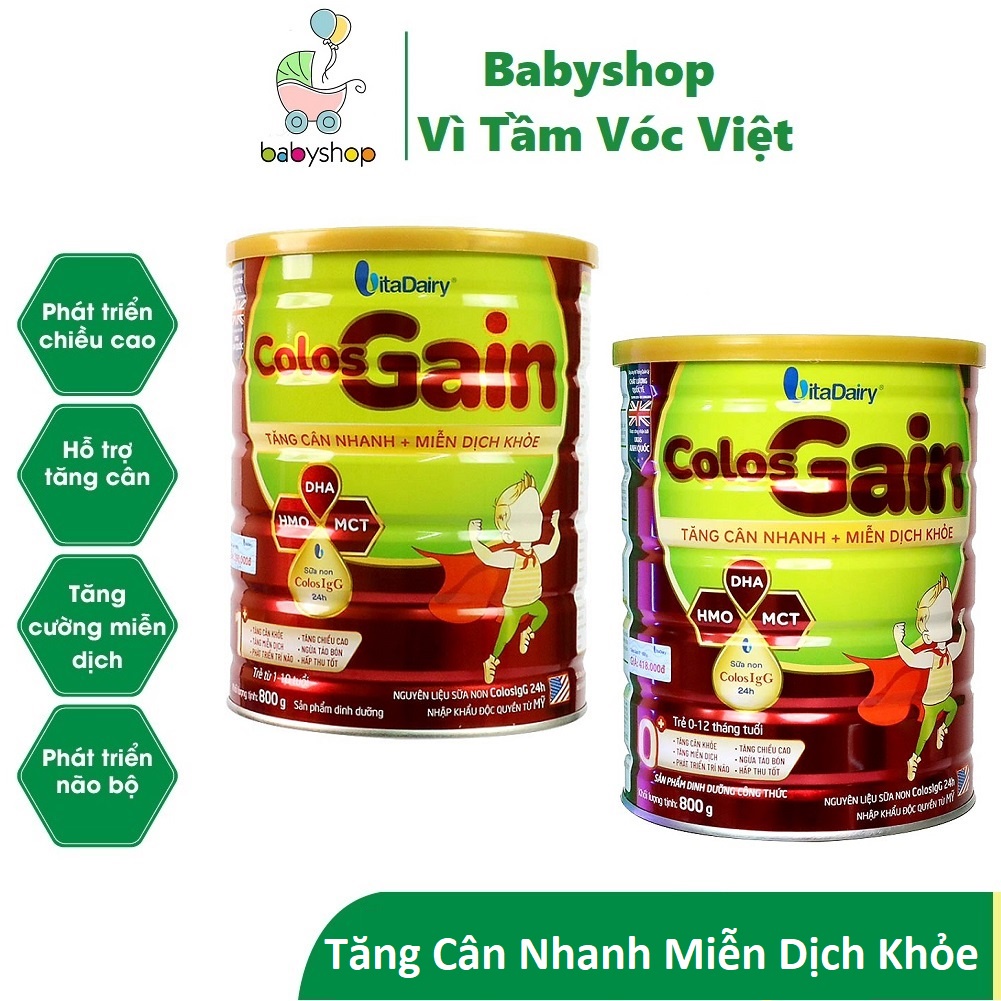 [Quét mã Tích Điểm] Sữa Bột Colosgain Colos Gain 0+, 1+ Lon [800g].....: