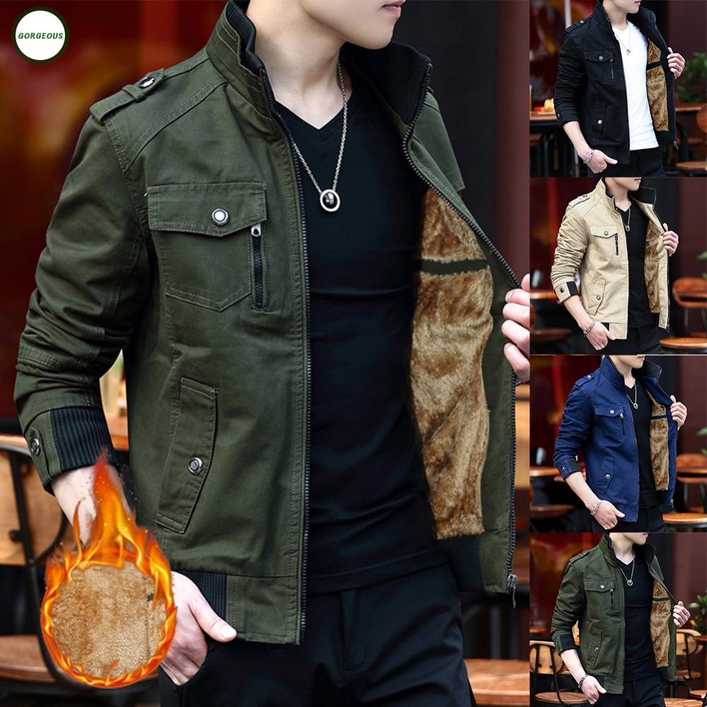 GORGEOUS~Men Mens Bomber Jacket Army Pilot Jacket Classic Long Sleeve Outerwear